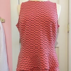 Worthington salmon black peplum hem top